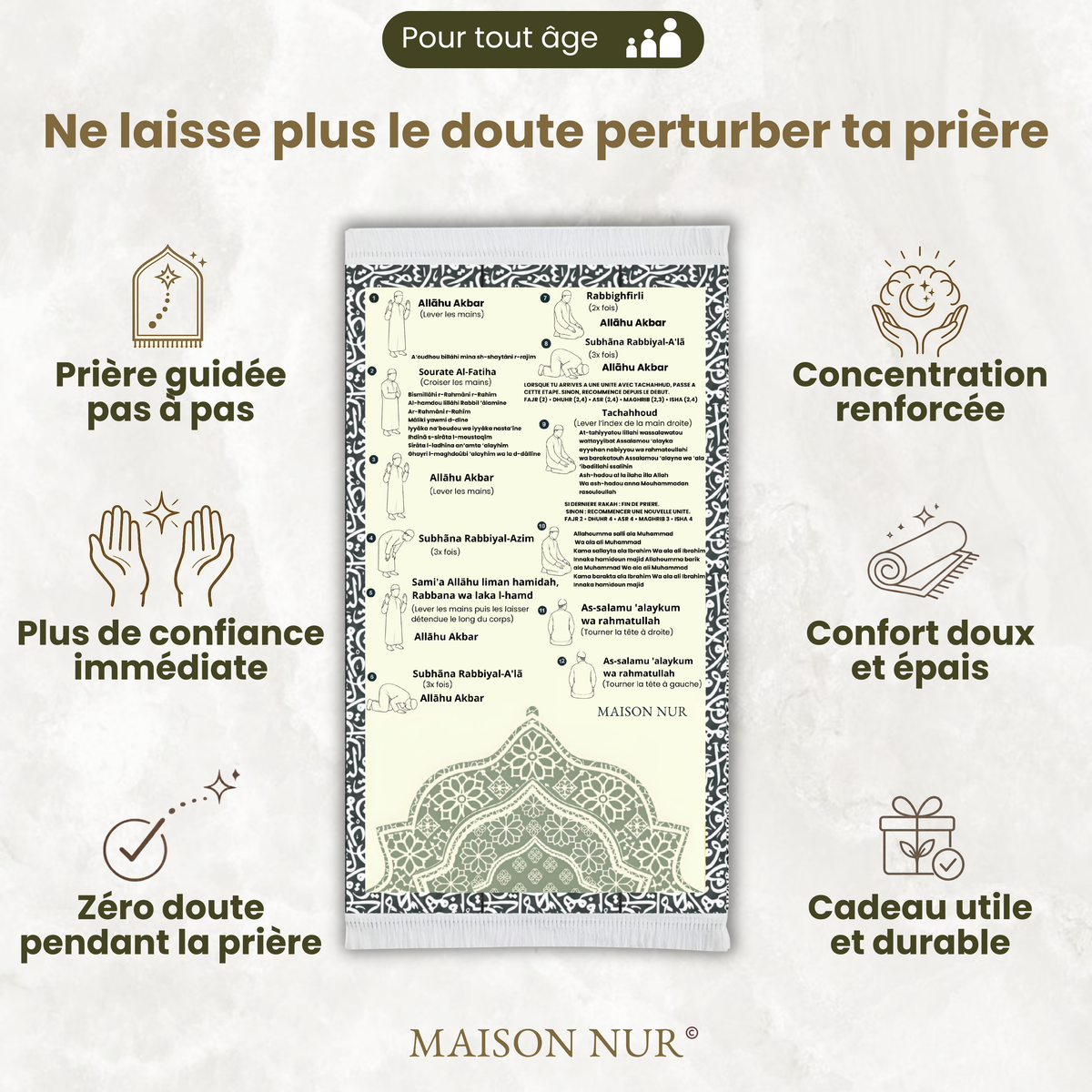 Tapis d'apprentissage avec guide intégré - Maison Nur
