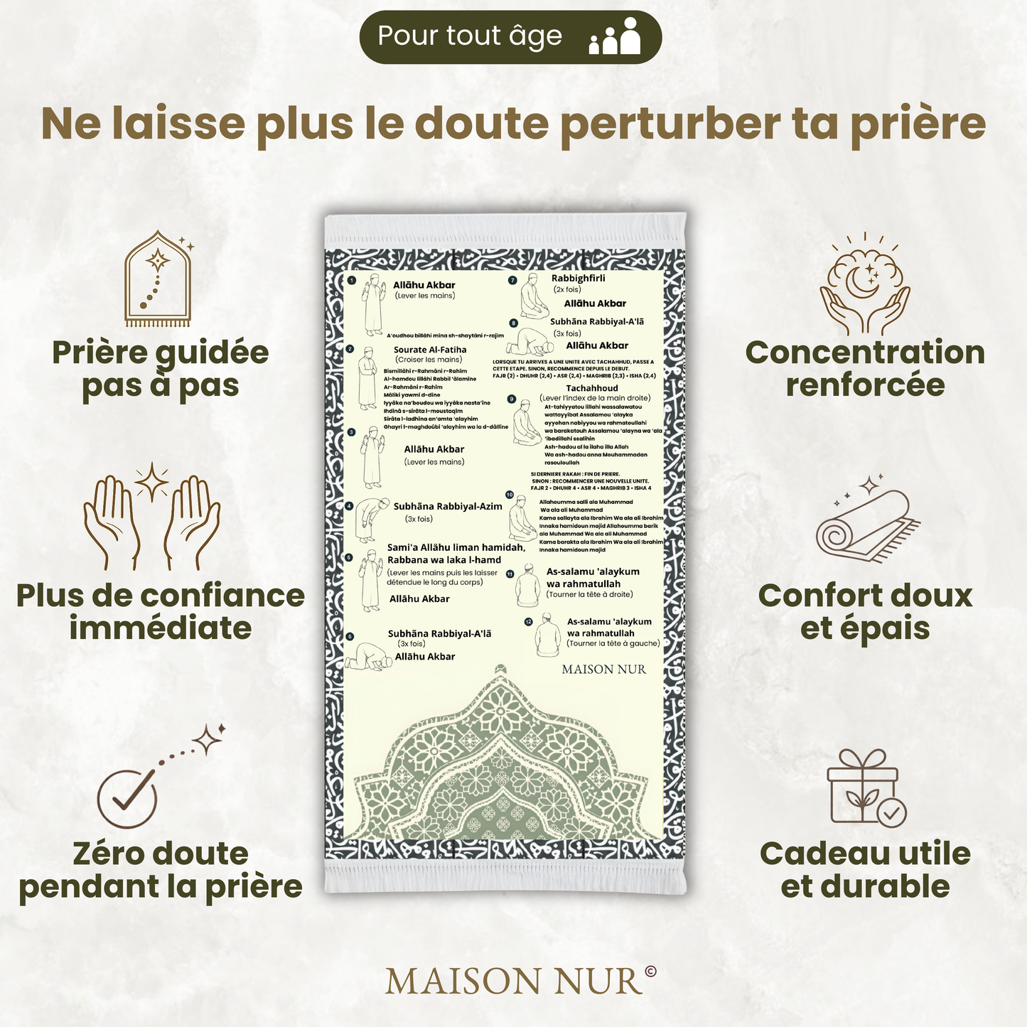 Tapis d'apprentissage avec guide intégré - Maison Nur